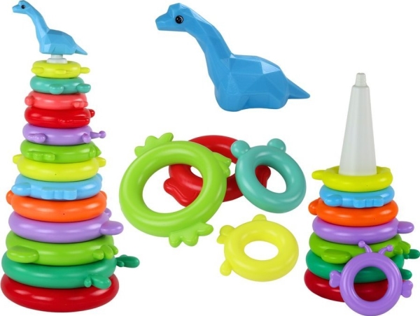 LeanToys pyramide giraffenhedle byggesæt 13 ringe farverigt 43 cm x 18 cm x 18 cm