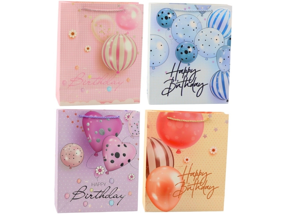 Lean Geschenktüte Geburtstag Ballons Happy Birthday 32 X 26 X 12 Cm