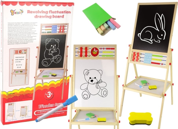 Leantoys Træboard 2-I-1 Magnetisk Kridt + Tællebræt Alfabet Multiplikationstavle