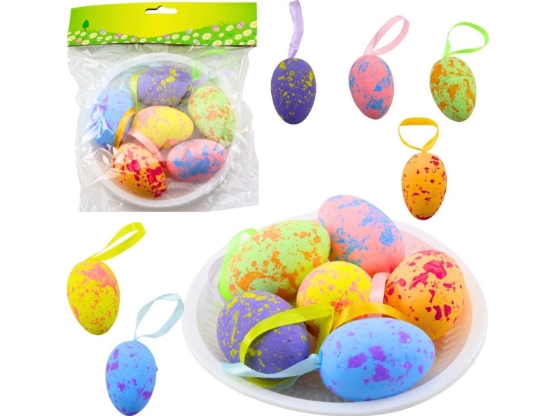 Påskepynt Æg med sløjfevedhæng Farvet 6stk LEAN