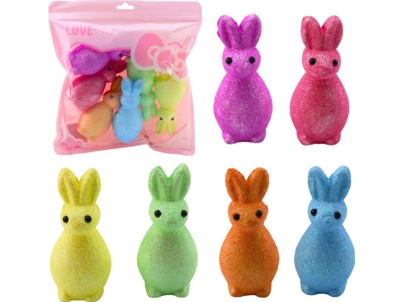 Leantoys Osterhasen Aus Styropor, Glitzer-Deko, Bunt, 6 Stk.