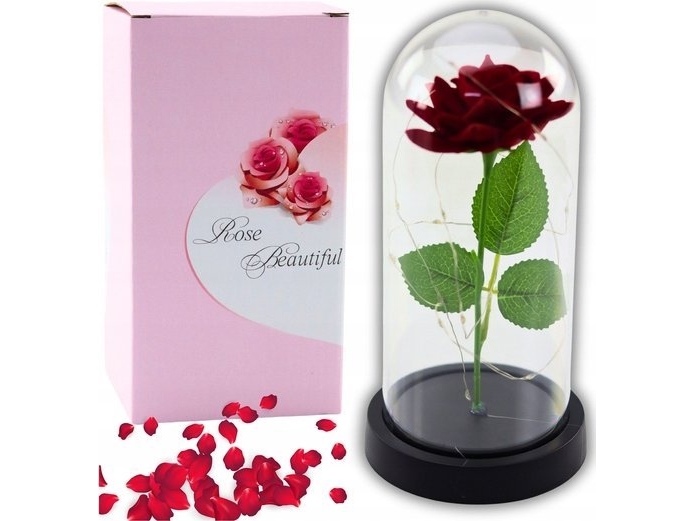 Eternal Rose i kupol med LED-belysning röd 21x11 cm | Bostäder - Inredning - Konstgjorda blommor & växter | GameStuff