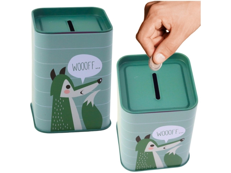 LeanToys sparebøsse egern i metal til opsparing grøn 11x8 cm