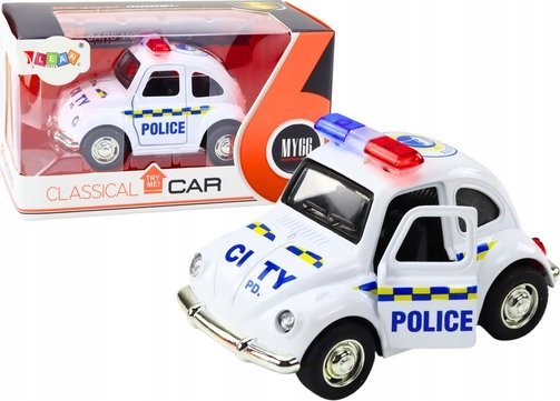 LeanToys polisbil klassisk 1:38 med ljus ljud vit | Leksaker - Bilar och andra fordon - Akutbilar | GameStuff