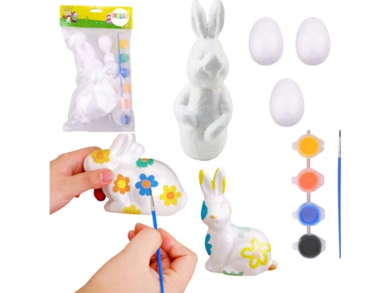 Mal-sæt til polystyrenpynt – hare 3 æg – farver LEAN TOYS