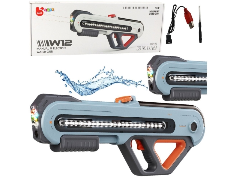 Stor leksakspistol/gevär W12 elektrisk vatten med LED grå 60 cm | Trädgården - Pools & Vatten spel - Vattenrutschbanor | GameStuff