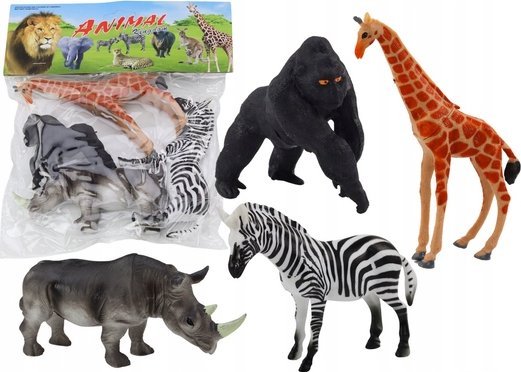 Leantoys Figur-Sæt Afrikanske Dyr 4 Stk. (Giraf, Gorilla)