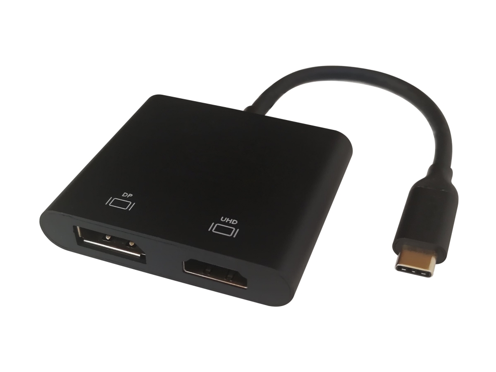 DELTACO - Video/audiosplitter - 2x 4K60Hz - 1 x HDMI + 1 x DisplayPort - skrivbordsmodell | Datortillbehör - Kablar & adaptrar - Displayport < - Hdmi | GameStuff