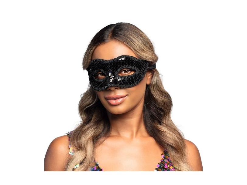Schwarze Pailletten-Halbmaske