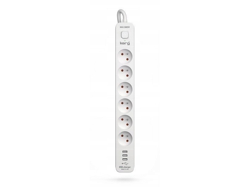 Kerg Power Strip With Circuit Breaker-6 Sockets 3Usb 16A 1.5M