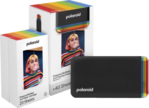 Polaroid Hi-Print Gen 2 E-Box Black, Termal, 2.1 x 3.4 (5.3 x 8.6 cm), Bluetooth, Direktutskrift, Svart | Skrivare - Bläckstråle & fotoskrivare - Fotoskrivare | GameStuff