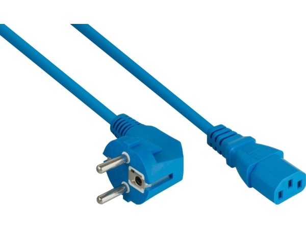 Kabelmeister Netkabel Jordkontaktstik Type E+F (90° Gevind) Til Iec-Stik C13, Blå, 1,0 (Sk0130-B030)