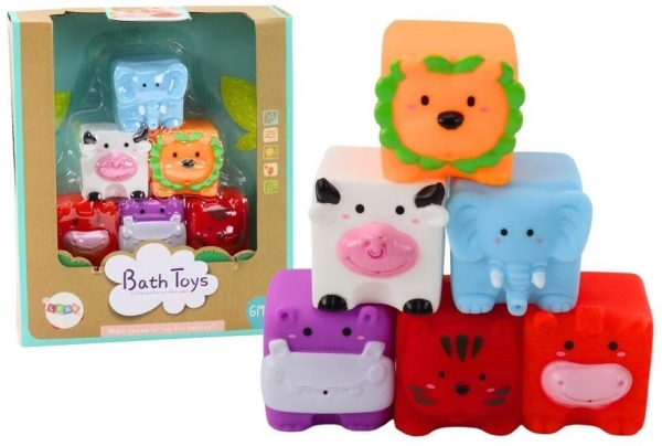 Lean Toys Soft Educational Bath Blocks Tiere