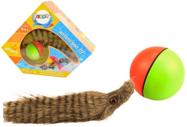 Lean Toys Bėgiojantis kamuolys su pūkuotu šeškiuko uodegele