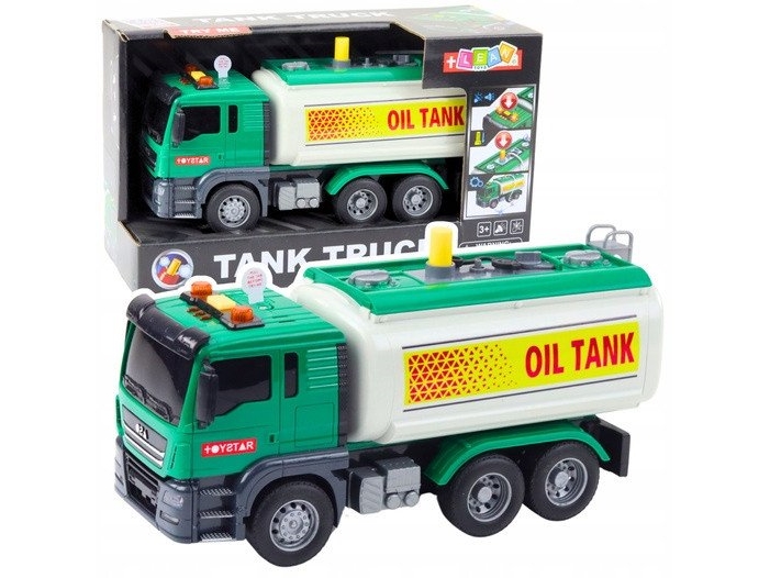 Lean Toys Žalias žaislinis sunkvežimis su vandens funkcija ir šviesomis