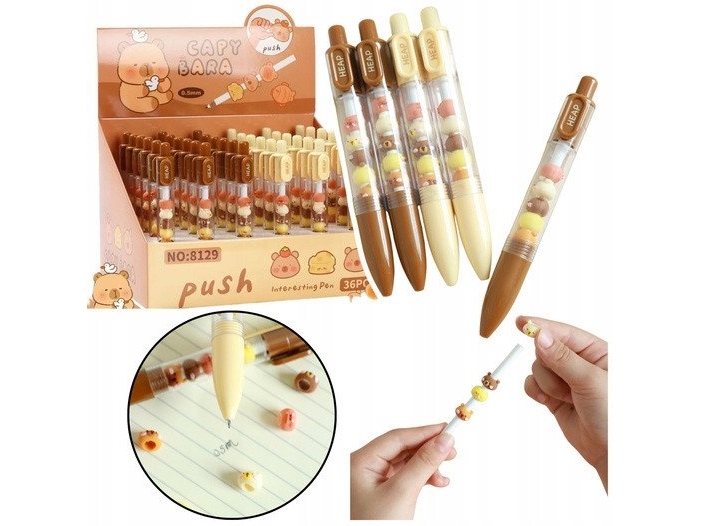 Kuglepen med Kapibara-figurer Brun Beige Sort Refill