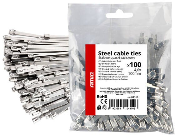 Ruostumattomasta teräksestä valmistetut metallikiinnikkeet 4.6x100mm 100 kpl amio-04319