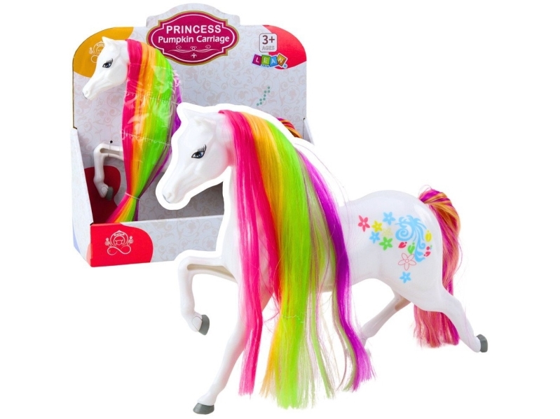 Leantoys Große Figur Kuh Mit Märchenmotiv Regenbogenmähne Farbige Verzierungen Weiß