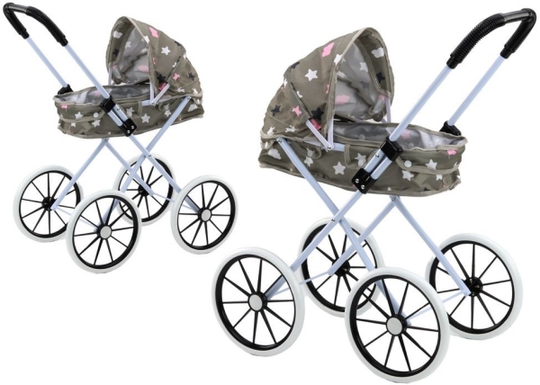 Lean Toys Vežimėlis for Dolls Big Wheels Foldable Stars Clouds Ball 70cm