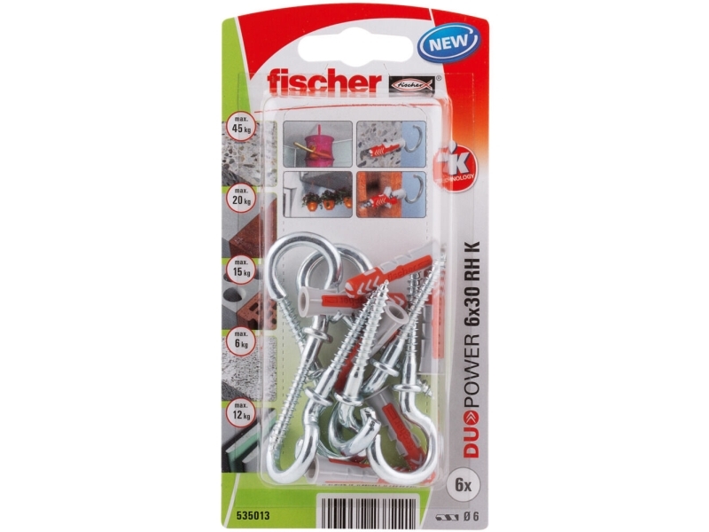 Fischer 535013, Kit med skruv och väggplugg, Tegel, Betong, 30 mm, 6 mm, 4 cm, 1,25 cm | Verktyg & Verkstad - Infästning - Råpluggar och pluggar | GameStuff