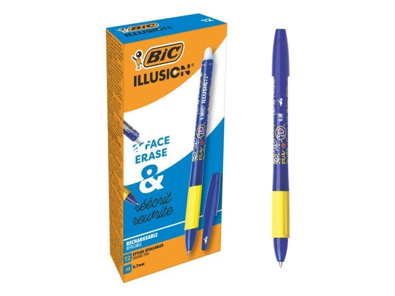 Bic Illusion, Clip, Stick-Kugelschreiber, Nachfüllbar, Blau, 12 Stück(E), Medium