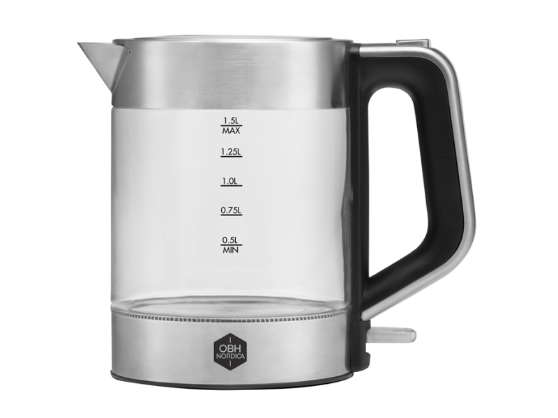 Obh Nordica Venice Glass, 1,5 L, 2200 W, Edelstahl, Transparent, Wasserstandsanzeige, Drahtlos, Filterung