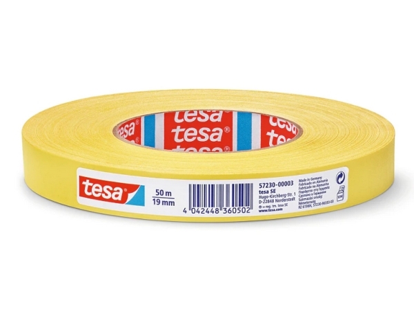TESA 57230-00003-02, Gul, Bundtning, Farvekode, Fastgørelse, Handicrafting, Markering, Reparerer, Styrkende, 50 m, 19 mm, 1 stk