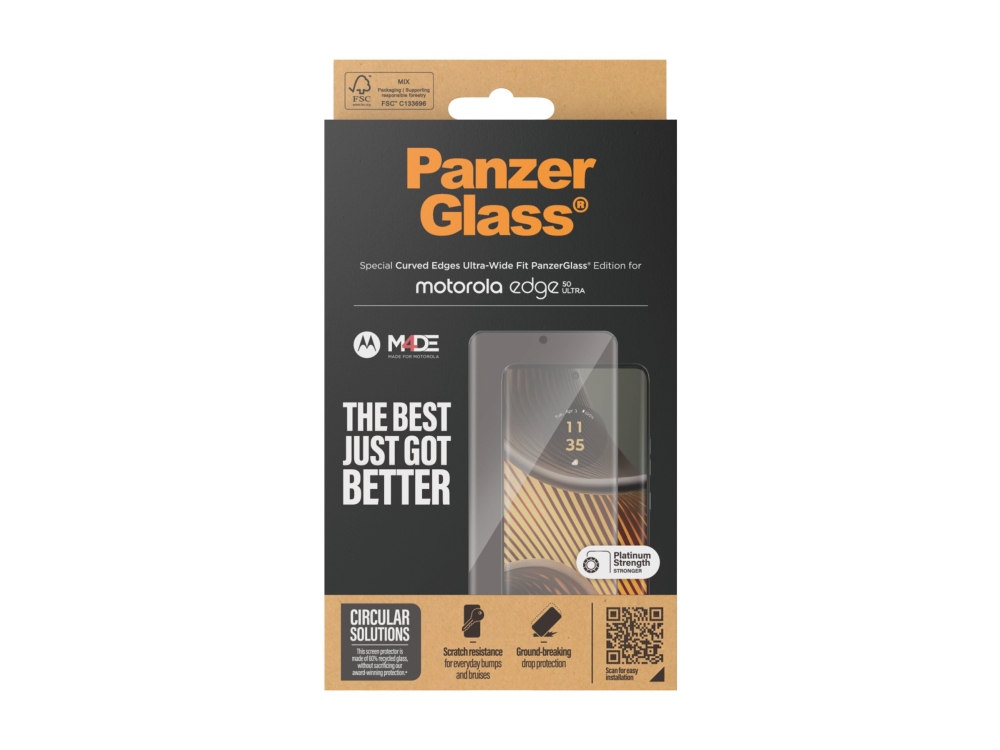 Panzerglass Displayschutz Motorola Edge 50 Ultra | Ultra-Wide Fit, Motorola, Motorola - Edge 50 Ultra, Trockene Anwendung, Kratzresistent, Schockre