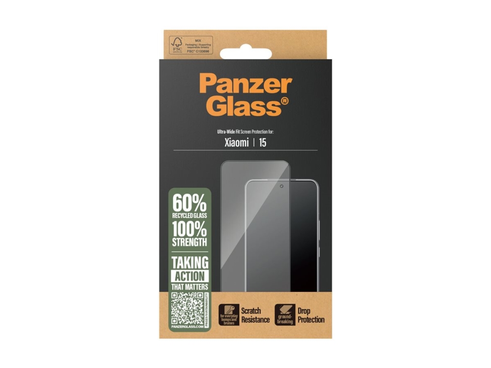 Panzerglass Displayschutz Xiaomi 15 | Ultra-Wide Fit, Xiaomi, Xiaomi - 15, Trockene Anwendung, Kratzresistent, Schockresistent, Transparent, 1 Stüc