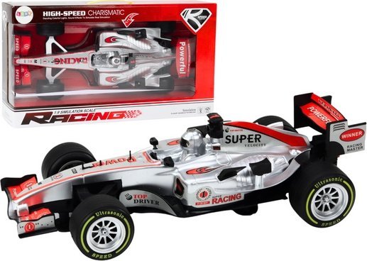 Lean Toys Mašinėlė Racer Sports Car With 1:9 Drive Sidabrinis Sounds