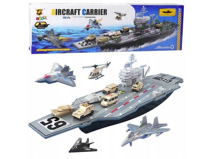 Lean Toys Didelis karinis lėktuvnešis su naikintuvais ir tankais