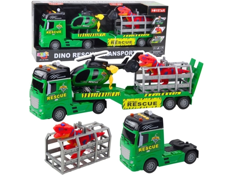 Lean Toys Gyvūnų Gelbėjimo Rinkinys su Dinozauru ir Sraigtasparniu