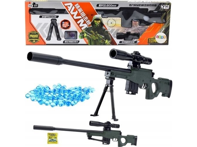 Karabin Snajperski Replika AWM Stojak Kulki Wodne Żelowe 80cm Karabin Snajperski Replika AWM Stojak Kulki Wodne Żelowe 80cm