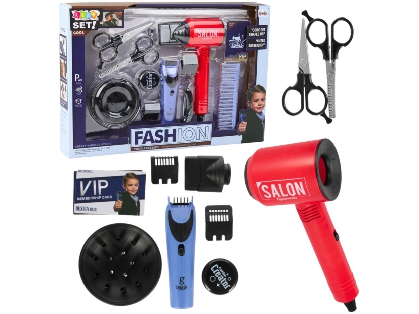 Frisörset för pojkar: hårtork, trimmer, sax/kammar och tillbehör | Leksaker - Rollek - Smink och hår | GameStuff