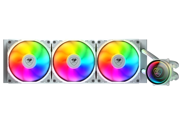Cougar Cpu Wasserkühlung, Poseidon Elite 360, Argb, Weiß, All-In-One-Flüssigkeitskühler, 12 Cm, 500 Rpm, 2200 Rpm, Weiß
