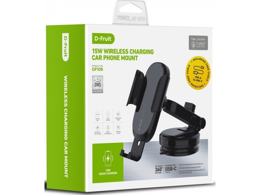 D-Fruit Phone Car Mount + Qi Wireless Charger (Df108)