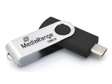 Mediarange Mr1954, 128 Gb, Usb Type-C, 3.2 Gen 1 (3.1 Gen 1), 80 Mb/S, Svirvel, Sort, Sølv