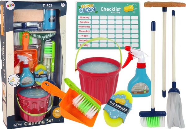 LeanToys Städset 11 delar Hushållsrengöring Mopp Kvast Hink | Verktyg & Verkstad - För verkstaden - Sopmaskin | GameStuff