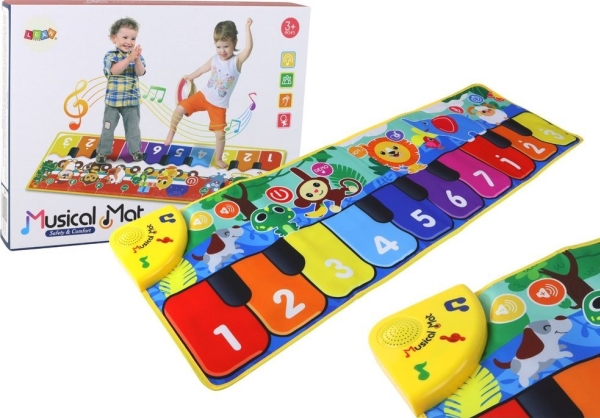 Lean Toys Vaikiškas šokių kilimėlis su gyvūnų motyvais, 110x36 cm
