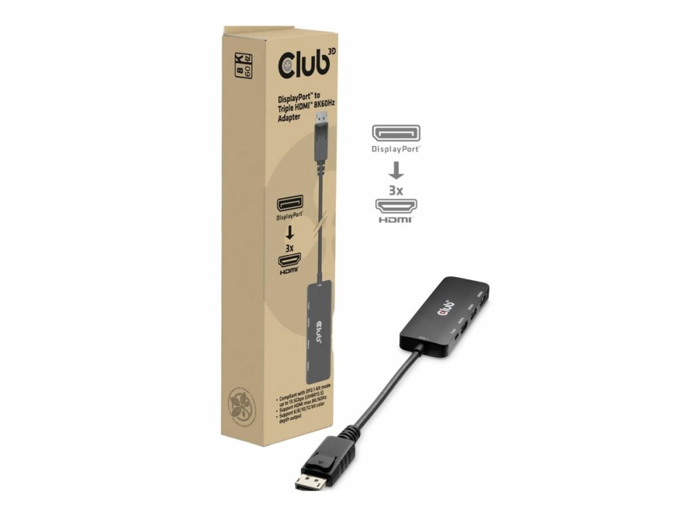Club 3D - Videokort - DisplayPort hane till HDMI, Mikro-USB typ B (endast ström) hona - 14 cm - 8K60Hz stöd | Datortillbehör - Kablar & adaptrar - USB-hubbar | GameStuff
