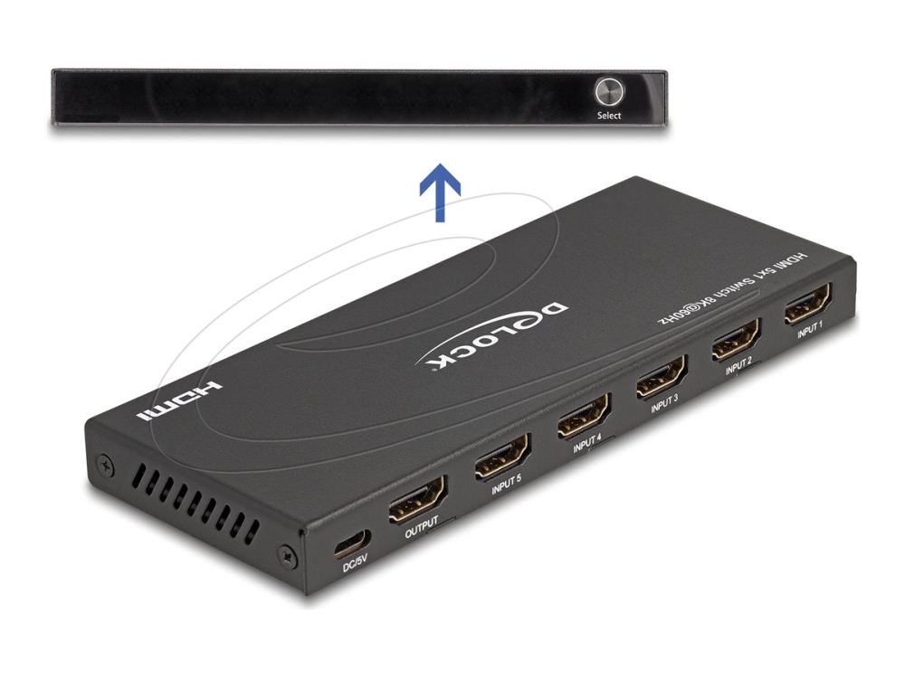 Delock - Video-/Audioswitch - 1 X Hdmi Output, 8K 60 Hz - 5 X Hdmi - Desktop