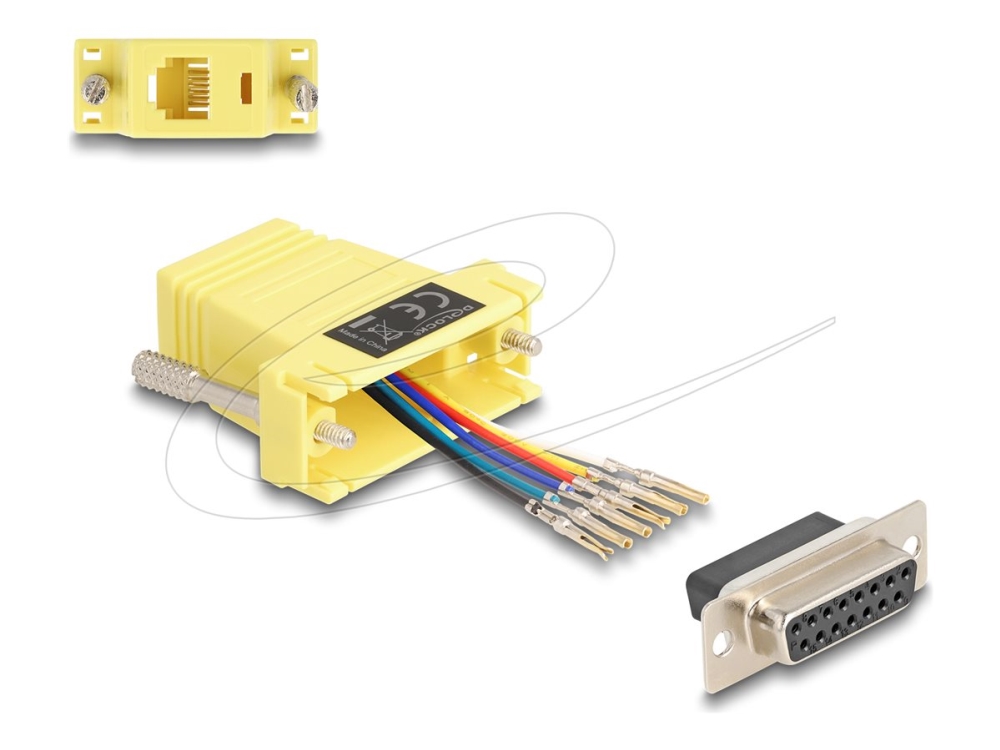 Delock - Seriel Adapter - 15 Pin D-Sub (Db-15) (Hun) Til Rj-12 (Hun) - Tommelskruer - Gul