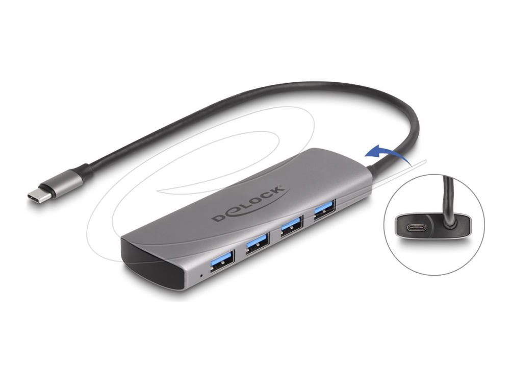 Delock - Hub - 10 Gbps, With Usb Type-C Connector And Additional Power Port - 4 X Usb - Desktop