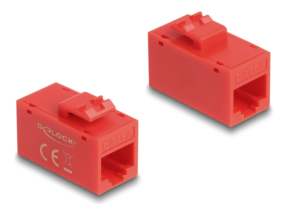 DeLOCK 90641, litteä, punainen, RJ-45, RJ-45, naaras, naaras