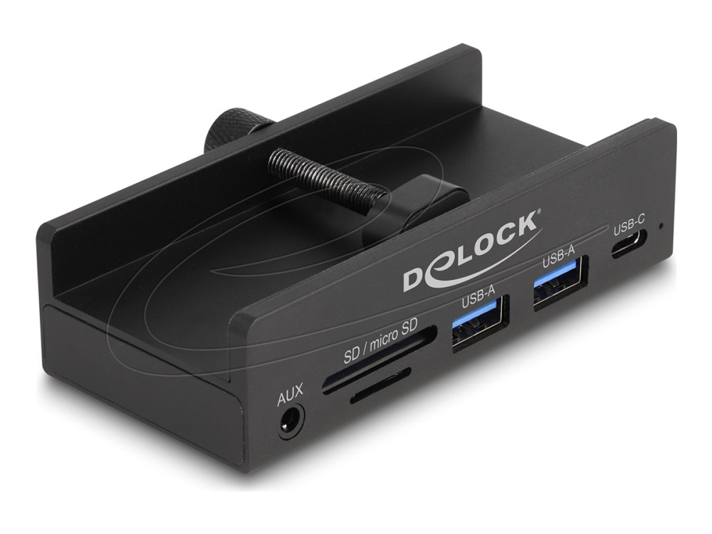 Delock - Hub - 2 Slot Card Reader, 5 Gbps, External, With Locking Screw - 1 X Usb-C + 2 X Usb - Desktop