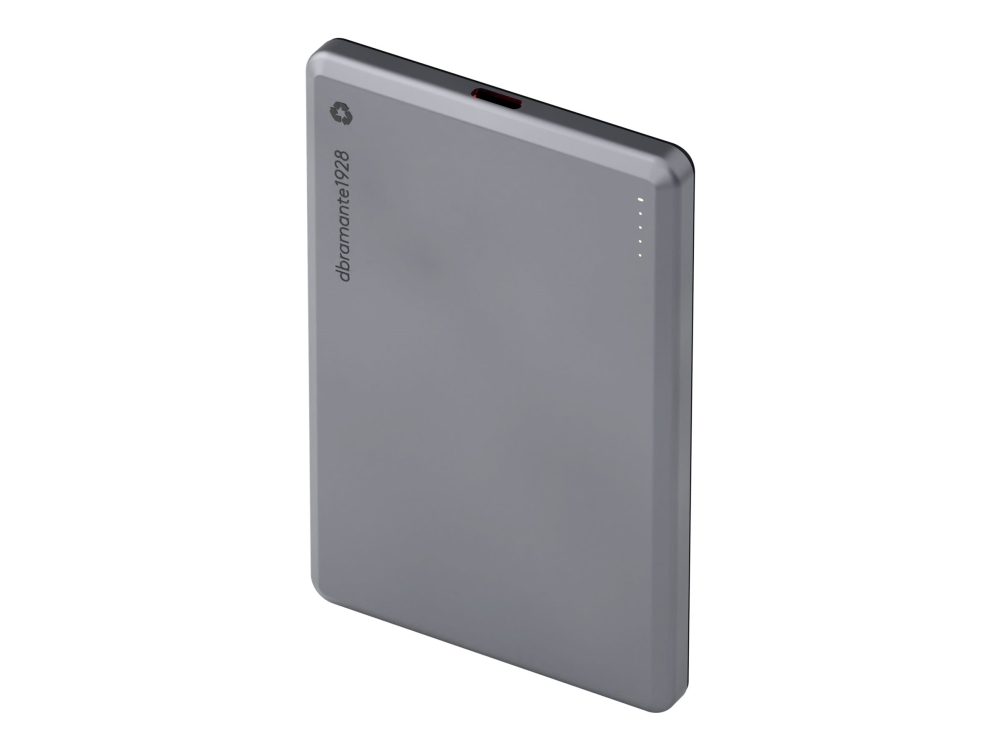 dbramante1928 re-charge - Powerbank - MagSafe - 5000 mAh - 20 Watt - Apple 2.4A, BC 1.2, PD 2.0, PD 3.0, QC 2.0, QC 3.0, PE 1.1+, PE 2.0+ - 2 output-stikforbindelser (24 pin USB-C, magnetisk) - på kabel: USB-C - grå