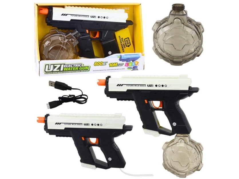 Elektrisk automatisk vattenpistol 10m svartvit 800ml LEAN Toys | Leksaker - Rollek - Blaster och leksaksvapen | GameStuff