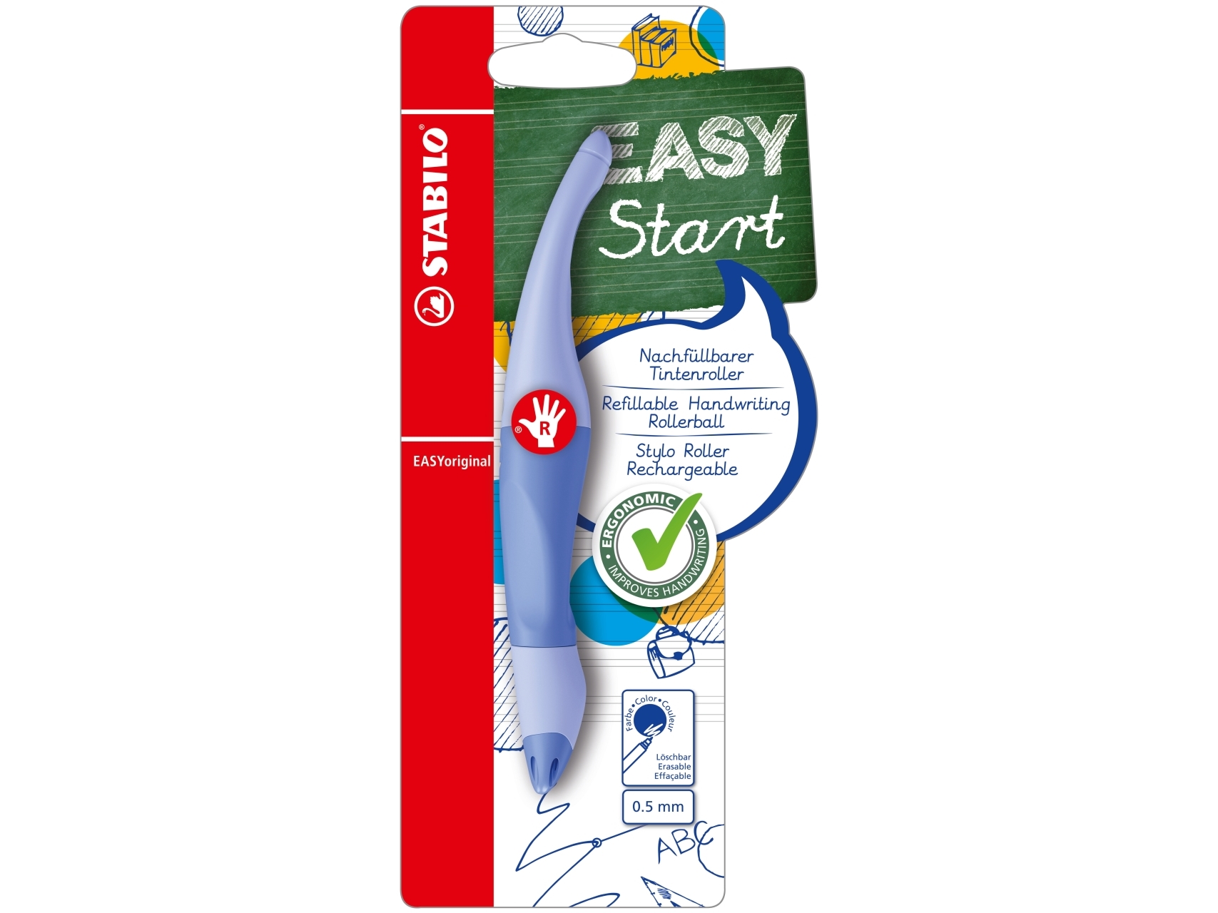 STABILO EASYoriginal, Stiftpenna, Blå, Blå, 0,5 mm, Medium, Högerhänt | Skrivredskap - Blyertspennor & pencils - Stift | GameStuff