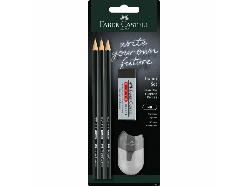 Faber-Castell 111181, HB, Svart, Hexagonal, Blåsa, 3 styck | Skrivredskap - Blyertspennor & pencils - Blyertspennor | GameStuff