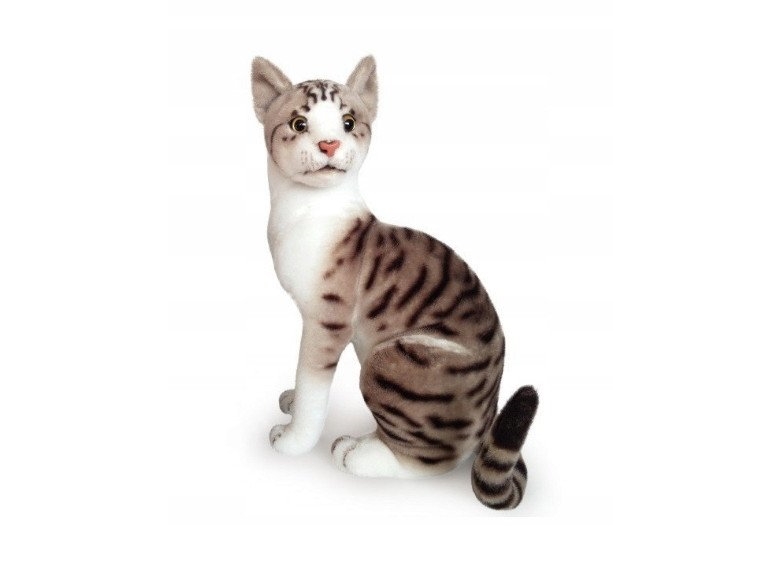 Siddende Kat Hvid-Grå 30Cm 32447